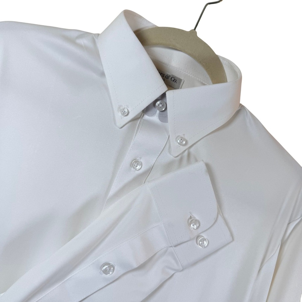 Collars & Co Quattro Flex Dress Shirt Button Down Men Small White Office *READ*